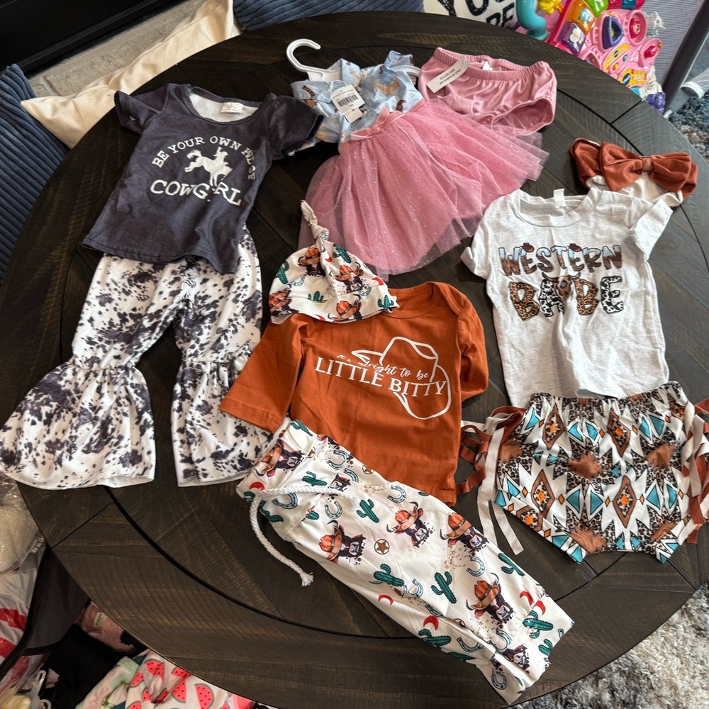 Baby Girl Western Cowgirl Lot 3-6 months Horse Photoshoot Outfit Lot